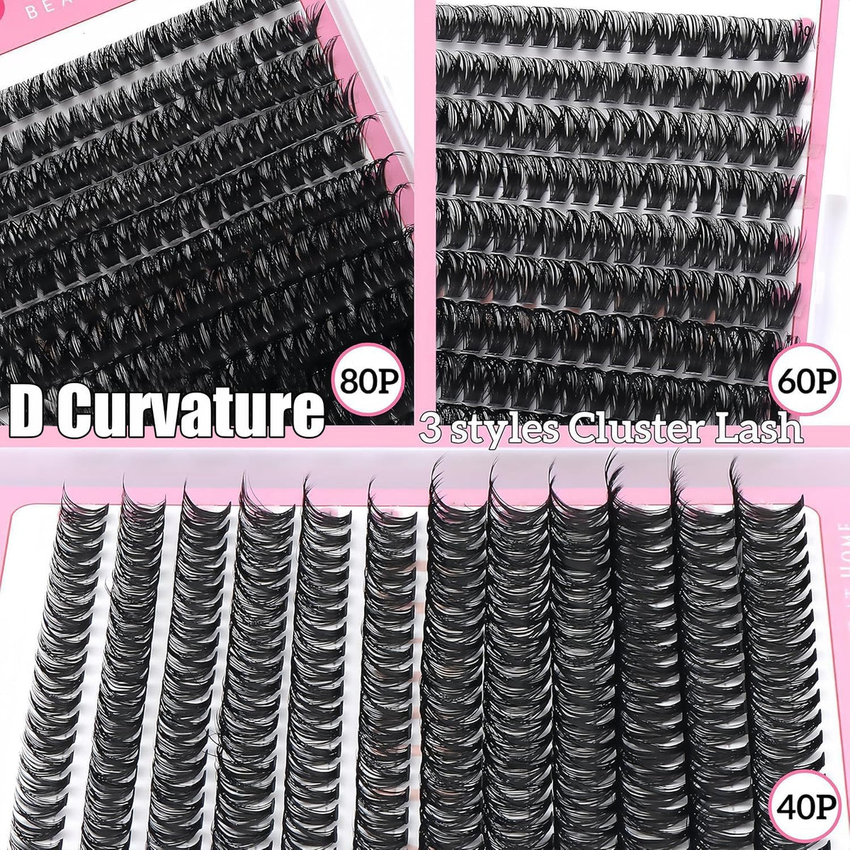 YIDUO 1846Pcs Lash Clusters Kit with Spikes+Bottom Cluster Lashes Kit Mix Styles 10-18mm Volume D Curly Wispy Soft DIY Individual Eyelash Extension Kit with Glue pestañas postizas Wholesale Large Pack
