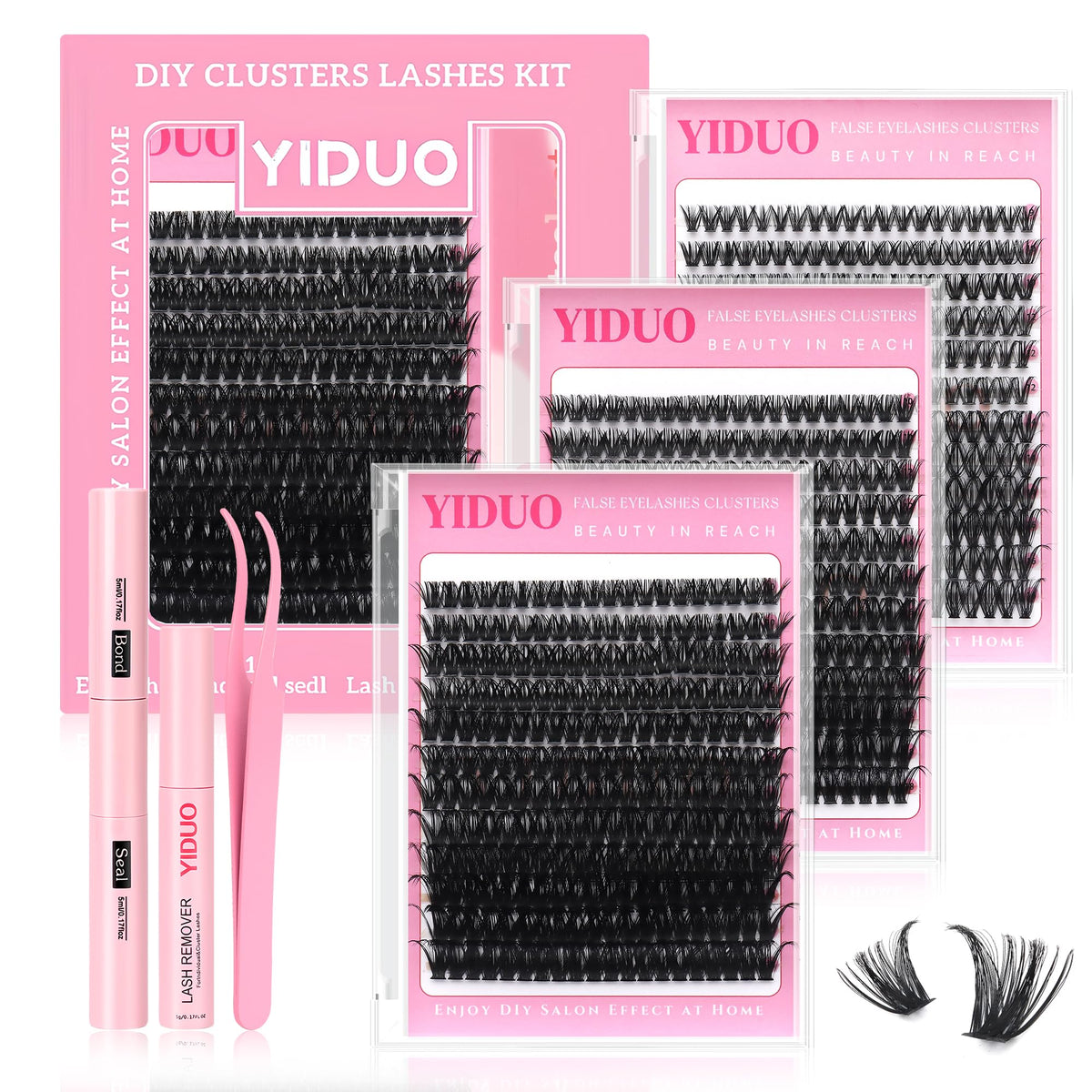YIDUO 1846Pcs Lash Clusters Kit with Spikes+Bottom Cluster Lashes Kit Mix Styles 10-18mm Volume D Curly Wispy Soft DIY Individual Eyelash Extension Kit with Glue pestañas postizas Wholesale Large Pack