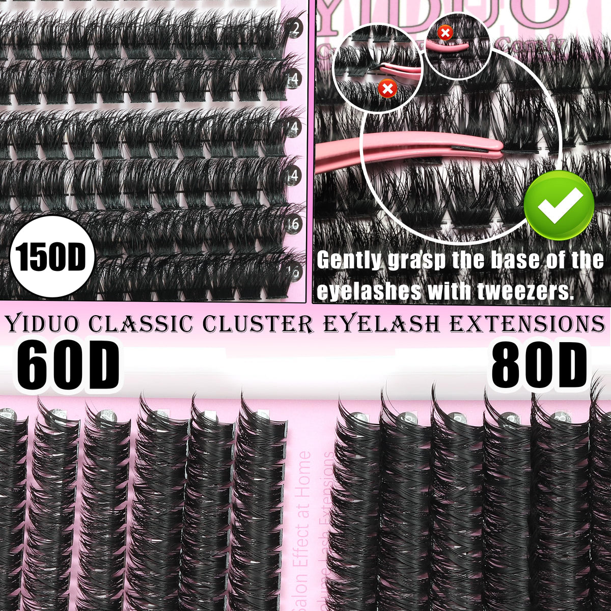 YIDUO 1846Pcs Lash Clusters Kit with Spikes+Bottom Cluster Lashes Kit Mix Styles 10-18mm Volume D Curly Wispy Soft DIY Individual Eyelash Extension Kit with Glue pestañas postizas Wholesale Large Pack